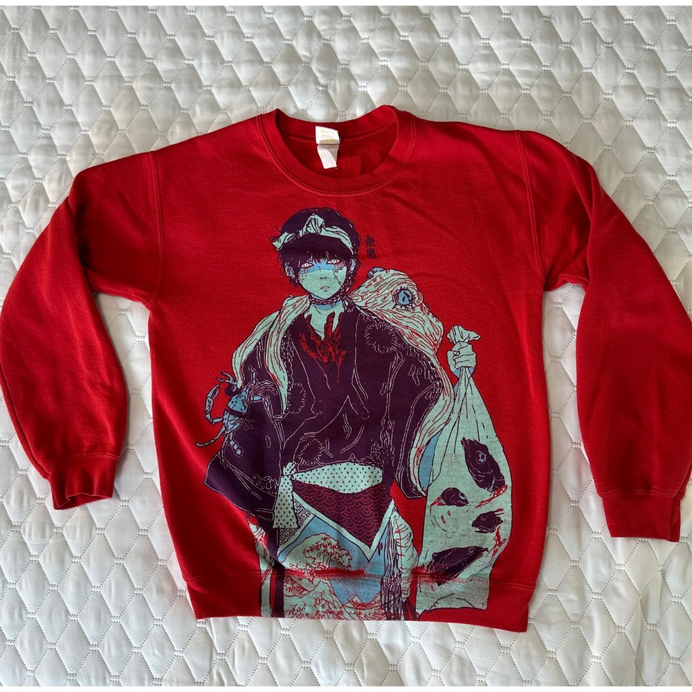 OMO Graphic Sweatshirt Unisex S Red Anime Japanese Art Crewneck